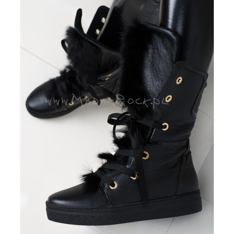 Śniegowce z futrem Madam Moto czarne