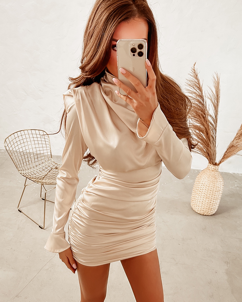 Sukienka satynowa marszczona Satin Water złota