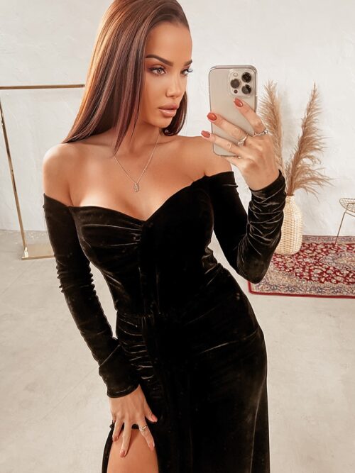 Sukienka maxi welurowa Queen of Winter czarna