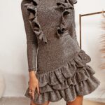 Sukienka z falbanką Frilly Dress c.srebrna