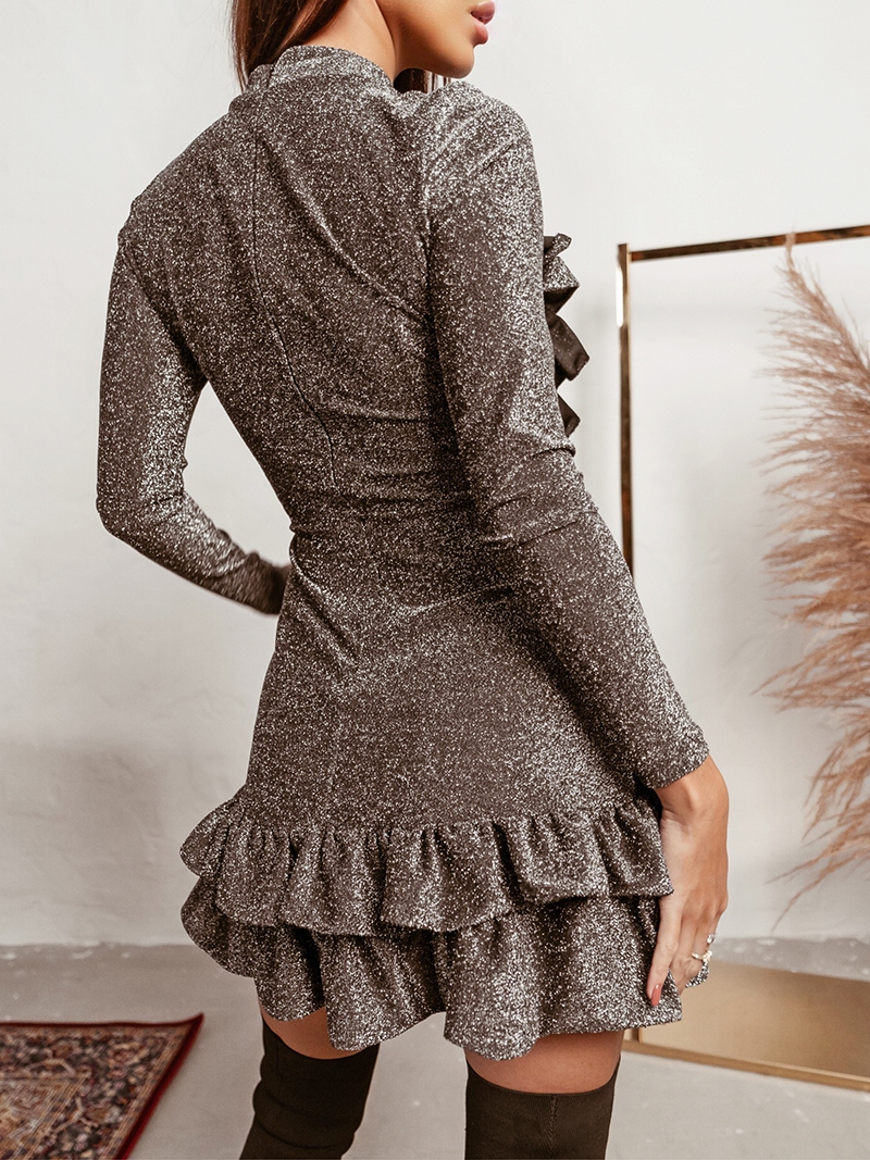 Sukienka z falbanką Frilly Dress c.srebrna Sukienka z falbanką Frilly Dress c.srebrna