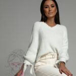 Sweter moherowy ze srebrną nitką Spark ecru