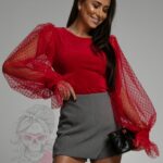 Bluzka welurowa Red Love czerwona
