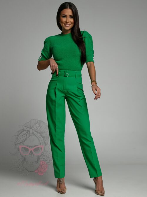 Sweterek moherowy ozdobne guziki Helish zielony