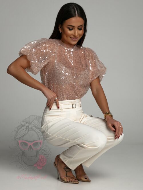 Bluzka cekinowa Tulipia pudrowa