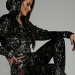 Komplet połyskujący welurowy Ola Voga Marbled Set czarny