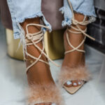 Sandały szpilki z puszkiem Madam Meeru beżowe