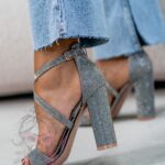 Sandały na słupku Madam Trick grafitowe