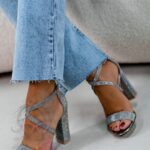 Sandały na słupku Madam Trick grafitowe