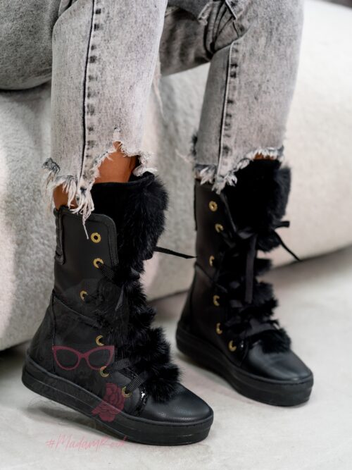 Śniegowce z futrem Madam Moto czarne