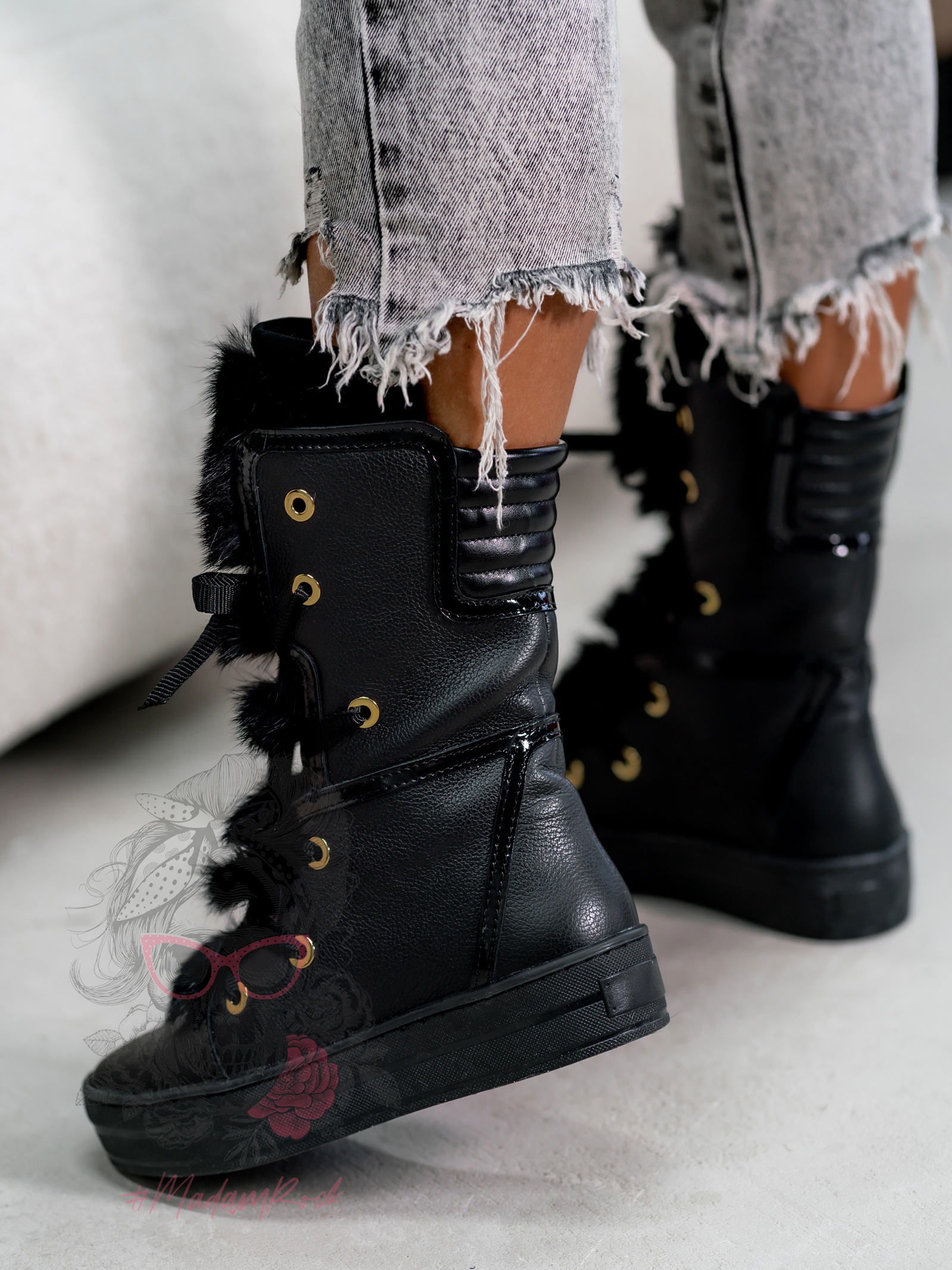 Śniegowce z futrem Madam Moto czarne Śniegowce z futrem Madam Moto czarne