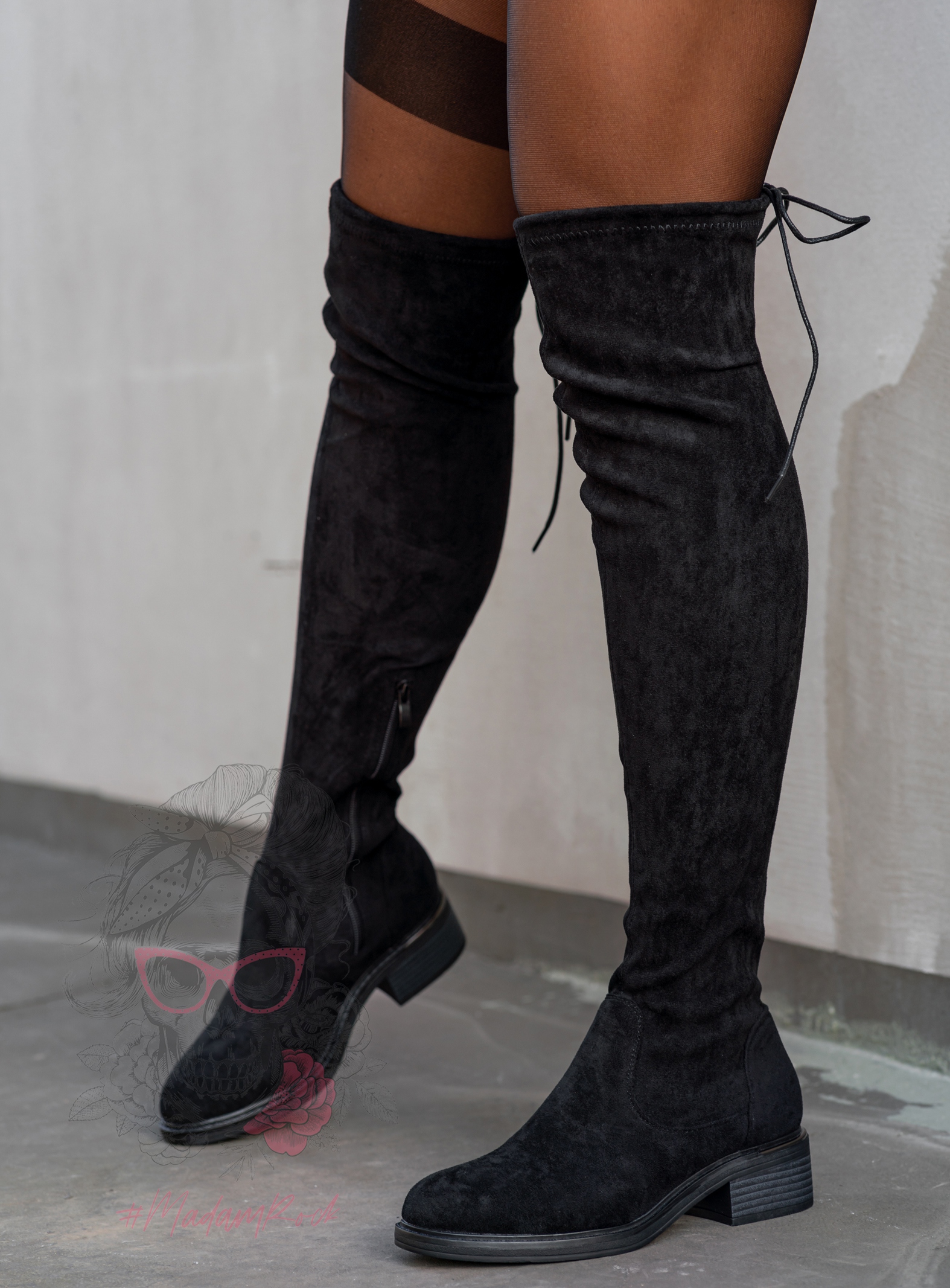 Kozaki zamszowe za kolano Madam Fuper czarne