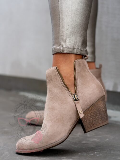 Botki z wycięciami Lady Foli IV c. beżowe