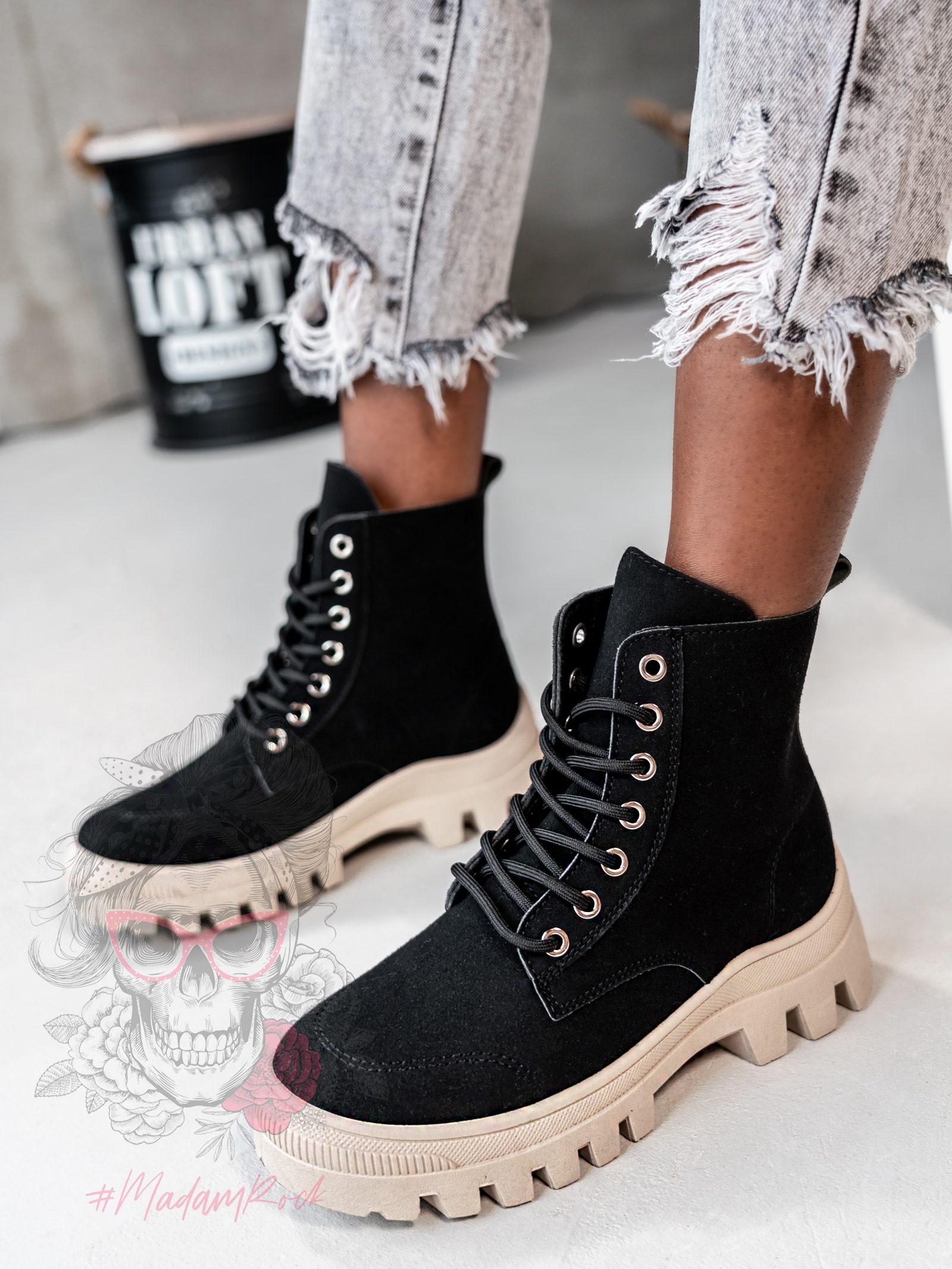 Traperki zamszowe Madam Terra czarne