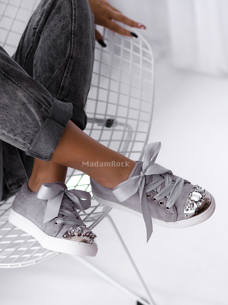 Trampki kokardziaki Rock Glam Szare Trampki kokardziaki Rock Glam Szare