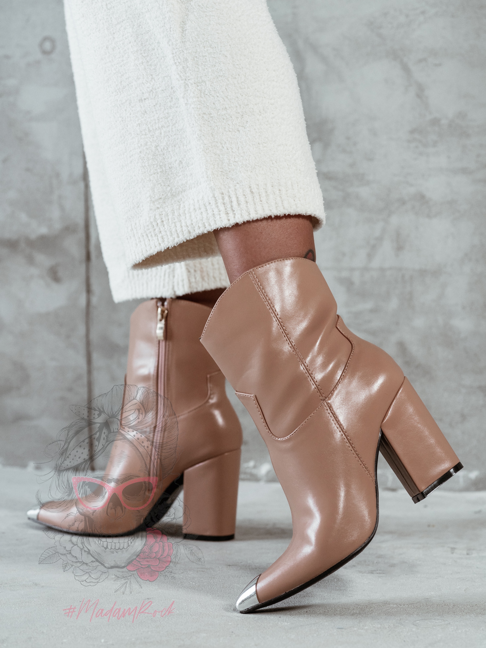 Botki kowbojki Missmi Rock II beżowe Botki kowbojki Missmi Rock II beżowe