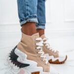 Trampki za kostkę Madam Lefo c. beżowe