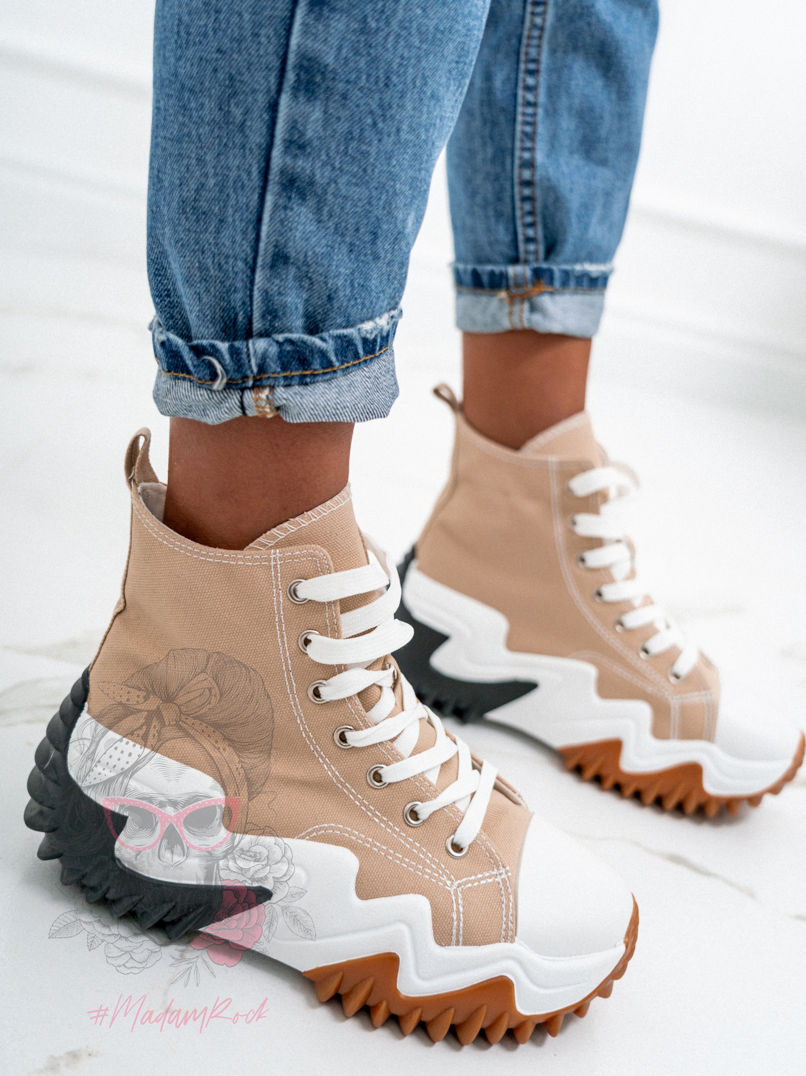 Trampki za kostkę Madam Lefo c. beżowe
