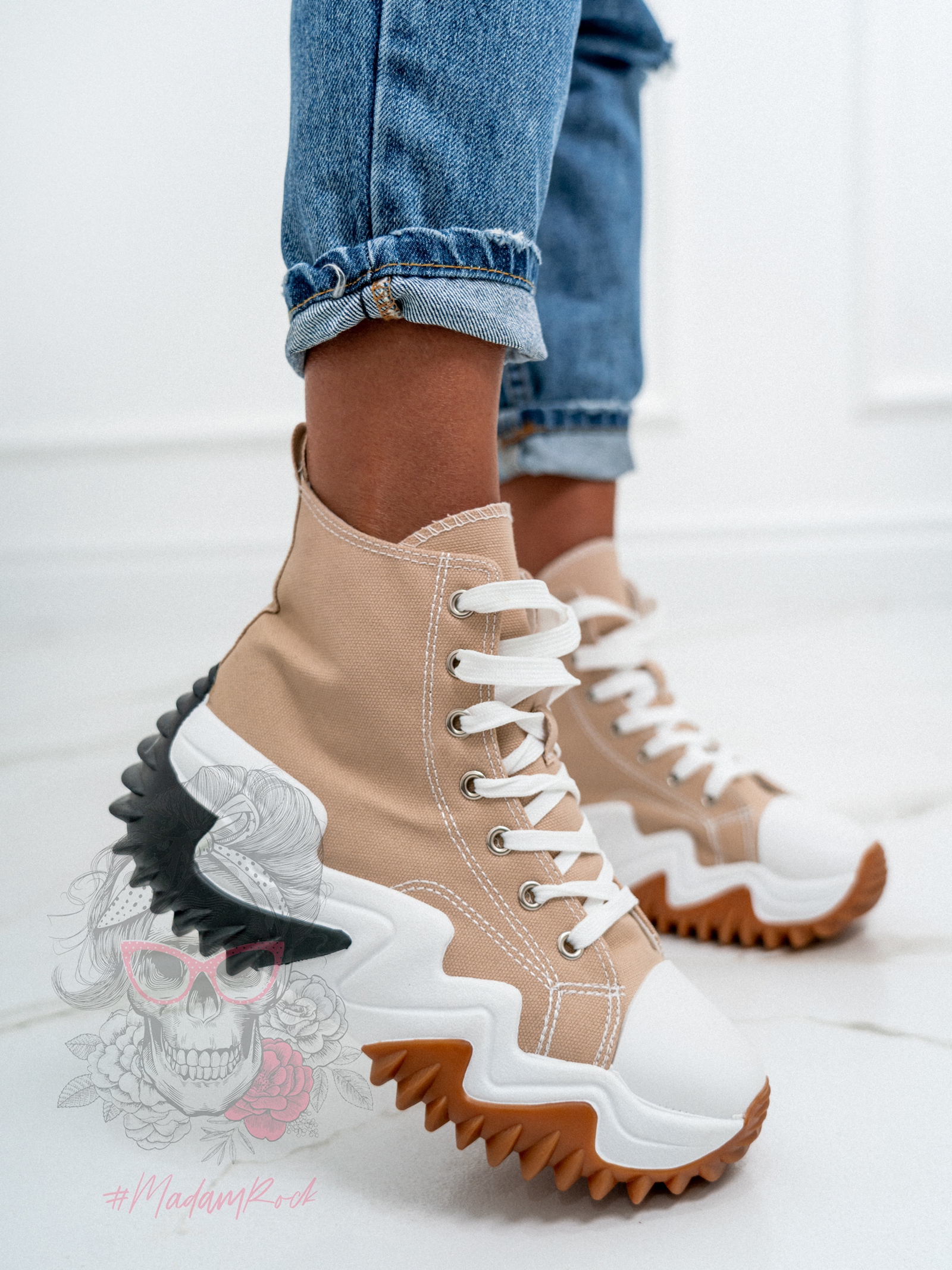 Trampki za kostkę Madam Lefo c. beżowe