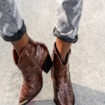 Botki w stylu kowbojskim Madam Ahiu brązowe