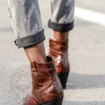 Botki w stylu kowbojskim Madam Ahiu brązowe