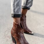 Botki w stylu kowbojskim Madam Ahiu brązowe