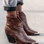 Botki w stylu kowbojskim Madam Ahiu brązowe