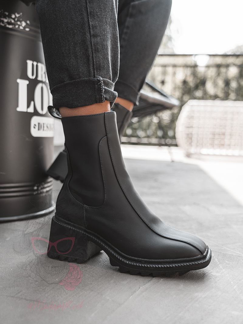 Botki na klocku Rock Gecor czarne