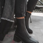 Botki na klocku Rock Gecor czarne