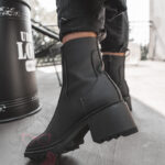 Botki na klocku Rock Gecor czarne