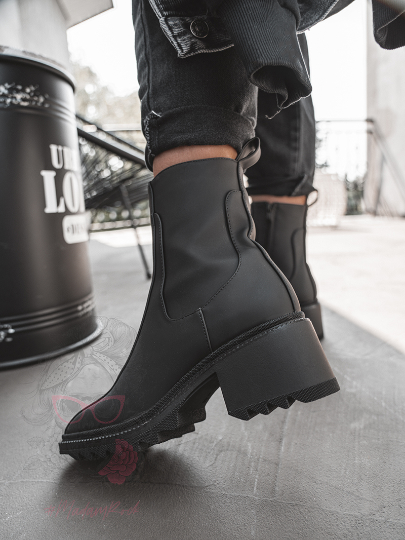 Botki na klocku Rock Gecor czarne