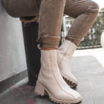 Botki na klocku Rock Gecor beżowe