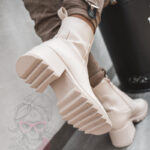 Botki na klocku Rock Gecor beżowe