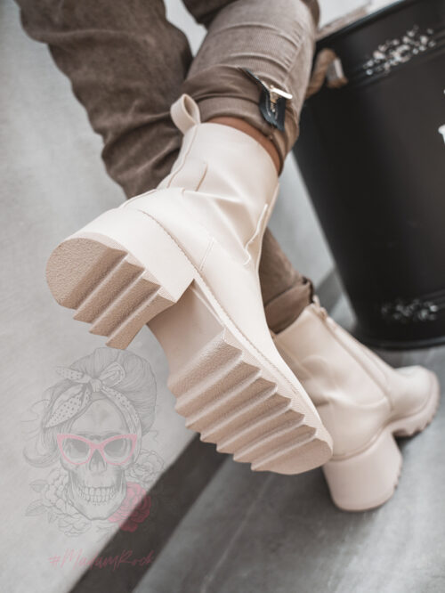 Botki na klocku Rock Gecor beżowe