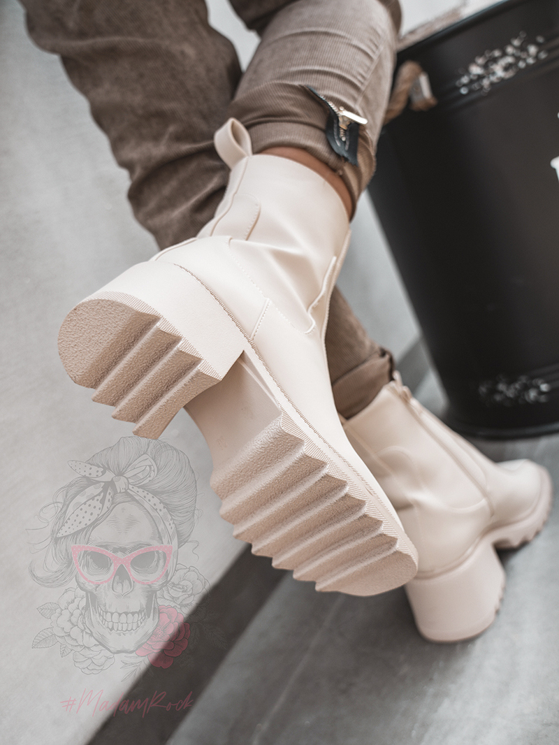 Botki na klocku Rock Gecor beżowe