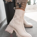 Botki na klocku Rock Gecor beżowe