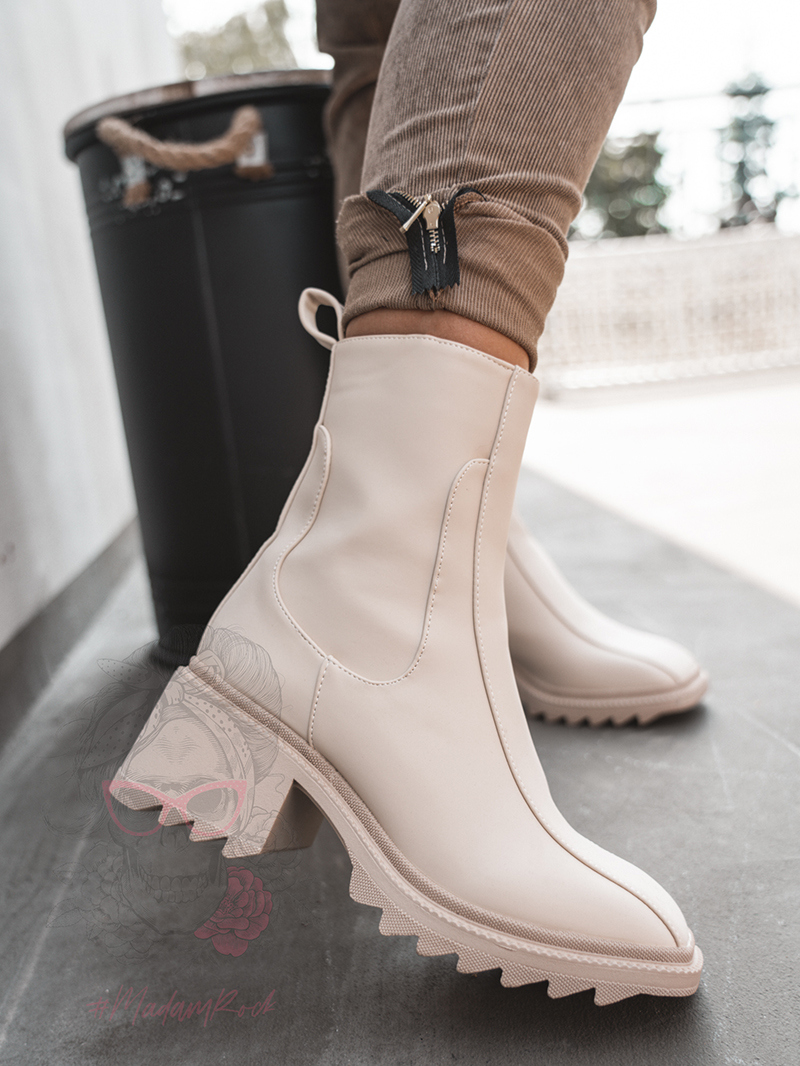 Botki na klocku Rock Gecor beżowe