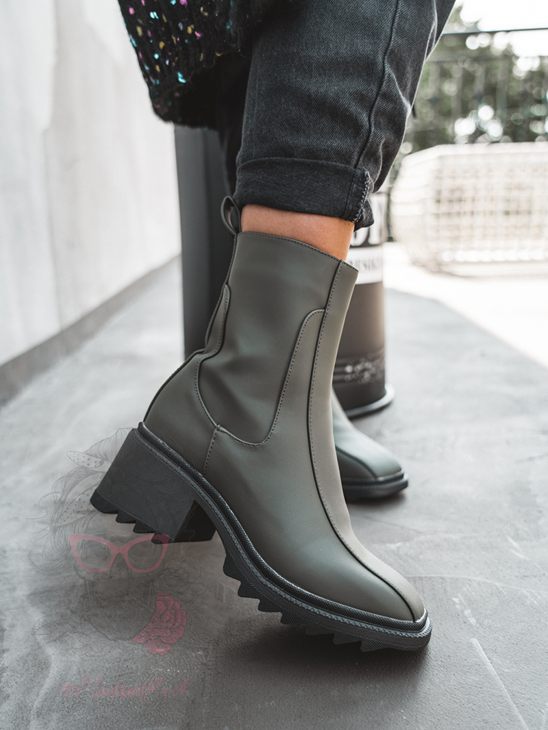 Botki na klocku Rock Gecor khaki