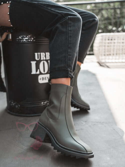 Botki na klocku Rock Gecor khaki