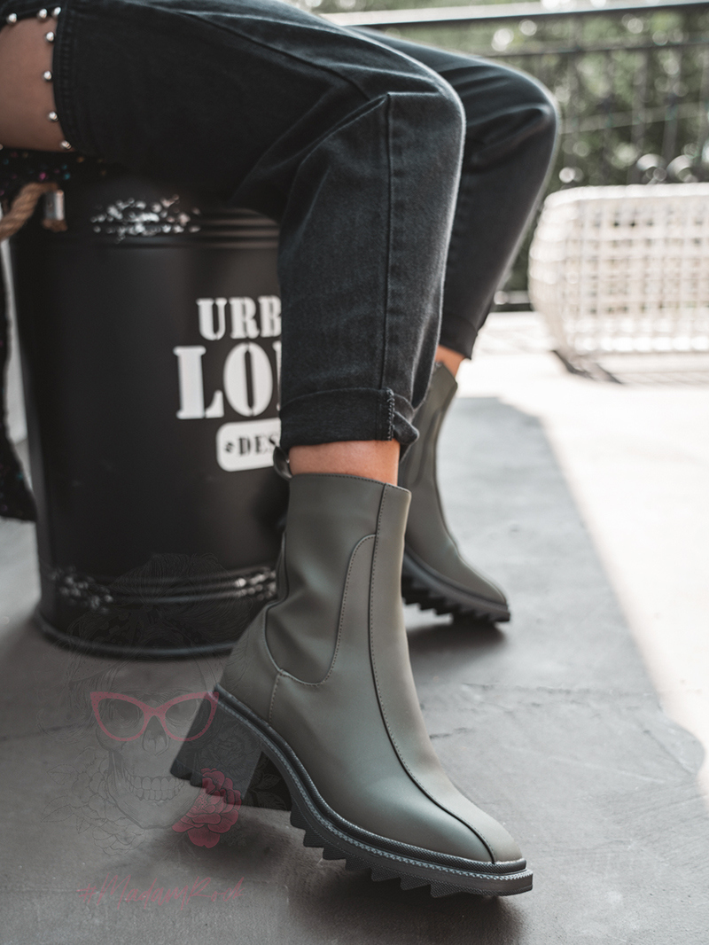 Botki na klocku Rock Gecor khaki