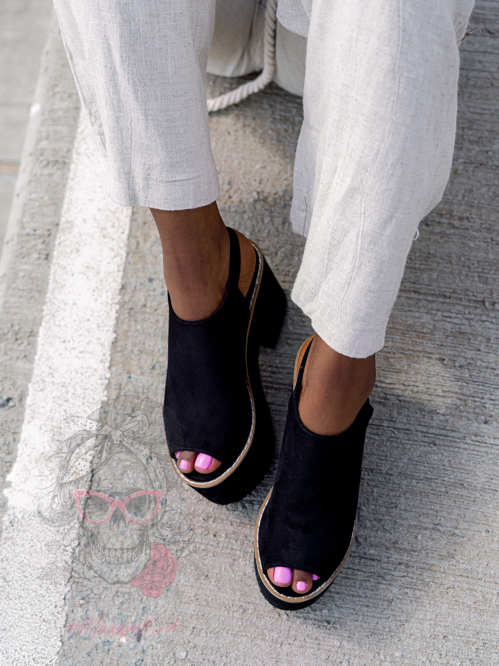 Sandały koturny Madam Scapade czarne