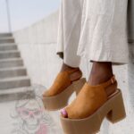 Sandały koturny Madam Scapade karmelowe