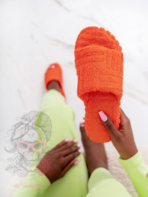 Klapki frotte Madam Feni pomarańczowe