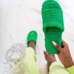 Klapki frotte Madam Feni zielone