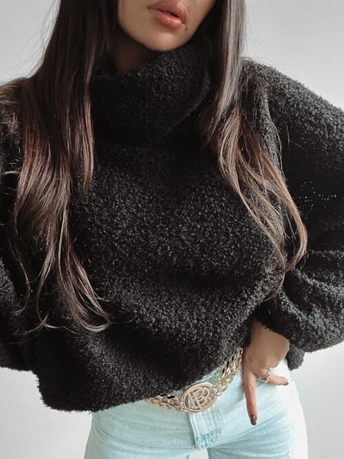 Sweter z wywijanym golfem Gerda Ola Voga czarny