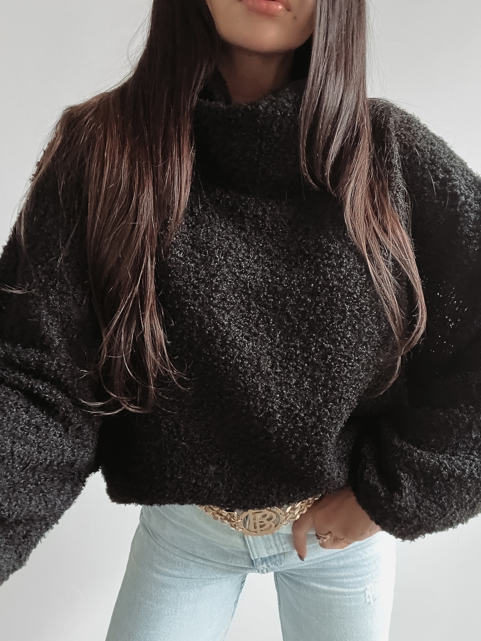 Sweter z wywijanym golfem Gerda Ola Voga czarny Sweter z wywijanym golfem Gerda Ola Voga czarny