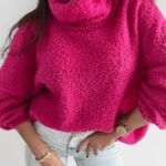 Sweter z wywijanym golfem Gerda Ola Voga amarantowy