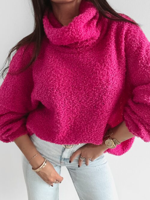 Sweter z wywijanym golfem Gerda Ola Voga amarantowy