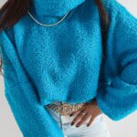 Sweter z wywijanym golfem Gerda Ola Voga niebieski