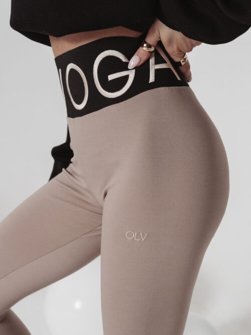 Legginsy z wyższym stanem Ida Ola Voga c.beżowe